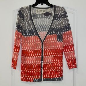 Anthropologie Field Flower Loopy Loop Fish Cardigan Sweater Size Small